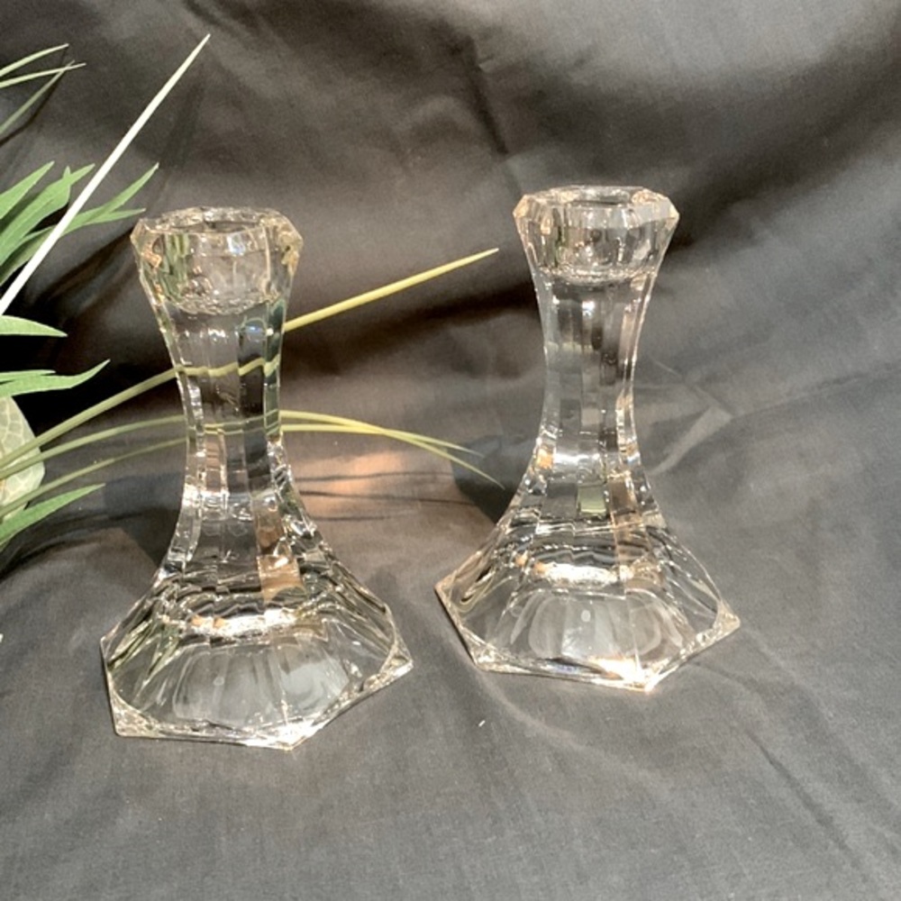 Vintage CRYSTAL CLEAR “St Lucia” lead crystal candle sticks